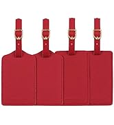 Leather Luggage Tags 4 Pack Bag Suitcase Labels