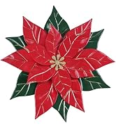 YEAHOME Chrismas Wall Decorations Indoor - 16 inch Metal Flower Wall Art Decor, Poinsettia Yard G...