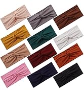 Panleding 12 Pcs Stretchy Headbands for Women, Absorbed Sport Headband Soft Twist Knotted Headban...