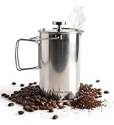 Coghlan's Stainless Steel French Press Coffee Maker – 4-Cup (32 oz), Campfire & Stovetop Safe, Po...