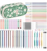 65PCS Aesthetic School Supplies with Cute Pencil Case, Pastel Highlighters Gel Pens Mechanical Pe...