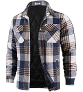 COOFANDY Men's Flannel Shirt Jackets Quilted Lined Plaid Jacket Long Sleeve Button Down Thick Win...