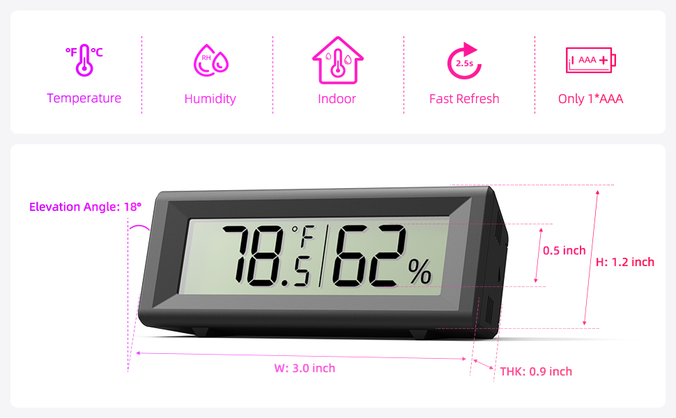 Indoor Temperature and Humidity Monitor – 2 Pack