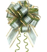 JOYIT 10 Pack Large Pull Bows 6 Inch - Big Green Bows for Gift Wrapping, Ribbon Pull Bows for Mot...