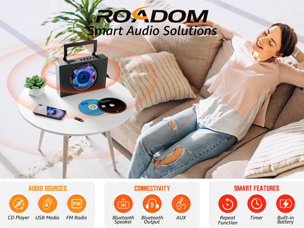 portable cd player boombox bluetooth radio