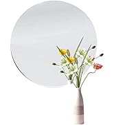 DARENYI 12 inch Glass Round Mirror, Frameless Wall Mounted Mirror Self Adhesive Circle Mirror, Ro...