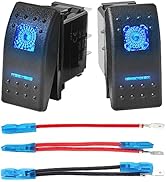 Anina 2PCS Rocker Switches 5Pin SPST 20A/12V 10A/24V ON/Off with 2 Set Jumper Wires, Dual Blue LE...