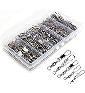 200PCS Barrel Snap Swivel Fishing Accessories, Premium Fishing Gear Equipment with Ball Bearing S...
