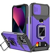 Nvollnoe for iPhone 13 Case with Sliding Camera Cover and Card Holder Heavy Duty Protective iPhon...