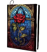 CRASPIRE Gothic Style Book Cover Coloured Glass Rose Durable Study Accessory Stretchable Elastic ...