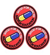 U-Sky Sew or Iron on Patches, 3pcs Pills Good for Health Bad for Education Iron Patches Letter fo...
