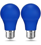 EvaStary 2 Pack A19 LED Blue Light Bulb, 9Watt (60W Equivalent) LED Blue Lights, E26 Base Bulb, C...