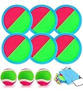 Ayeboovi Toss and Catch Ball Set with 6 Paddles 3 Balls Yard Games for Kids Outside Toys Beach To...