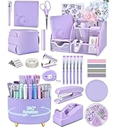 Vamrak Purple Desk Accessories and Organizers with Desk Organizer and 360°Rotating Pen Holder sta...