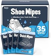 Jevvu Shoe Wipes, 35 Individually Wrapped Sneaker Cleaning Wipes for White Shoes, Dual-Textured, ...