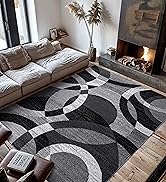 Rugshop Gray Modern Geometric Area Rug for Living Room or Bedroom, Overlapping Circles, 5'3