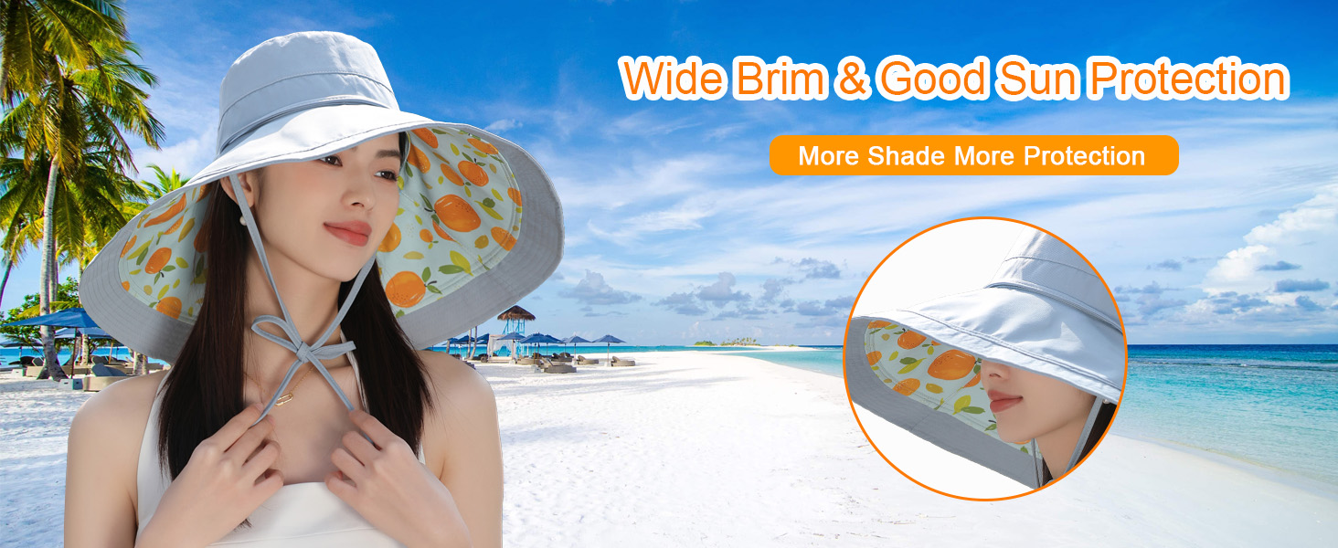 Super Brim Women Sun Hat good UV protection more shade outdoor activities Beach Bucket Fishing Hats