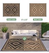 GENIMO Outdoor Patio Rug, 8' x 10' Waterproof Plastic Straw Mat, Reversible Geometric Camping Car...
