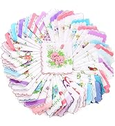 Goaste 40 Pack Cotton Handkerchiefs, 11.5" Women Hankies with Vintage Floral Print, Ladies Tea Pa...