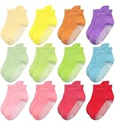HYCLES Toddler Girl Socks, 12 Pairs Non Slip Ankle Toddler Socks for 1-7 Years Baby Girls Kids