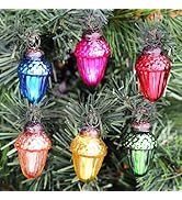 IndianShelf 50 Pieces Bulk Glass Acorn Colourful Felt Ornaments for Christmas Tree Thanksgiving T...