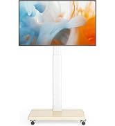 Mobile TV Stand for 27 to 65 Inch TVs, Portable Rolling TV Cart on Wheels, Tall Universal Floor S...