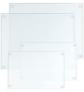 Hacaroa 4 Pack Tempered Glass Cutting Board with Rubber Feet, Rectangle Non-slip Chopping Board, ...