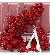 Red Balloons Double Stuffed, Ruby Red Balloon Garland Kit Dark Red Latex Balloons Different Sizes...