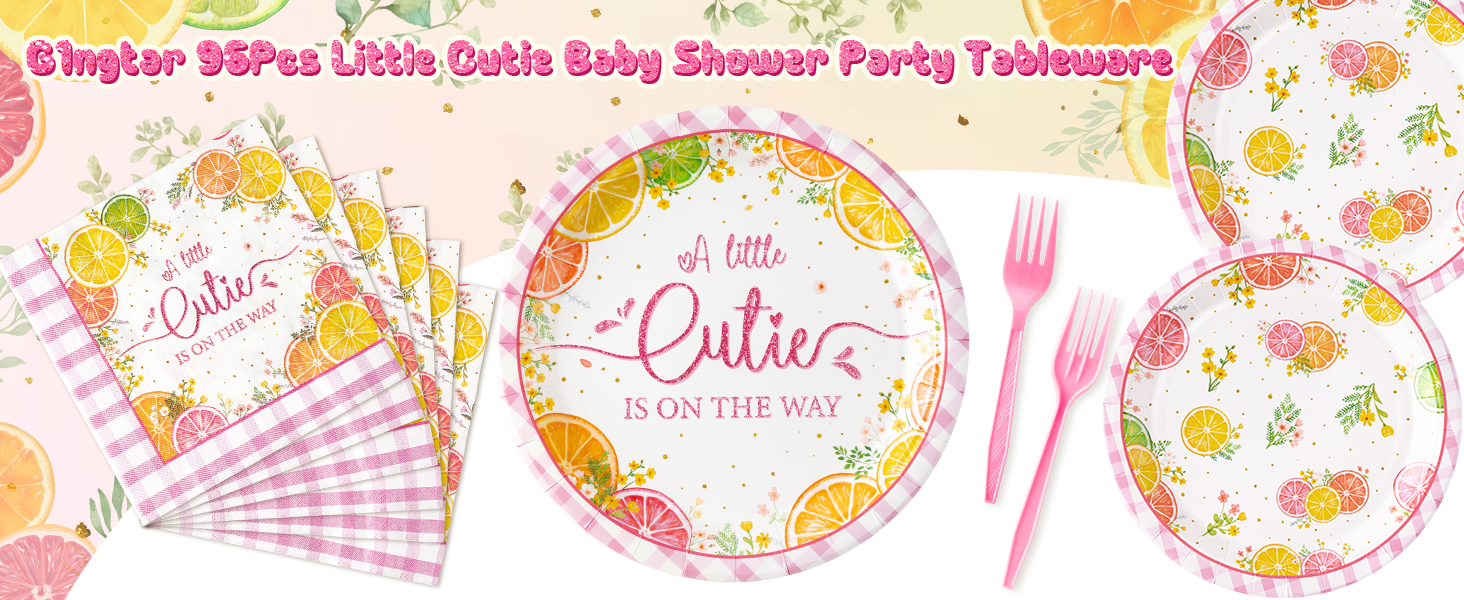 96Pcs Little Cutie Baby Shower Party Plate Supplies