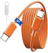 3FT USB C to USB C Charger Cable for iPhone 17 16,60W Super Fast Charging Cable Braided for iPhon...