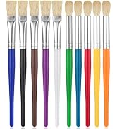 Paint Brushes for Kids, 10 Pcs Round and Flat Paint Brush Set, Easy Hold and Clean Toddler Paint ...