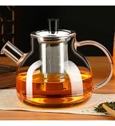 PARACITY Glass Teapot Stovetop, Borosilicate Clear Tea Kettle with Removable Stainless Steel Infu...