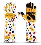 WESTWOOD FOX Leather Gardening Gloves Long Forearm Protection Sleeves Thorn Proof Work Gloves Ros...