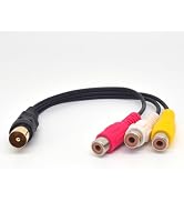 ELNONE 18CM/0.6FT Short TV Male Plug to 3 x RCA Red Yellow White Female Jack Adapter Cable for TV...