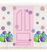 Monster Door Cover Set Cartoon Door Shaped Backdrop Banner Funny Monster Party Decoration Backdro...