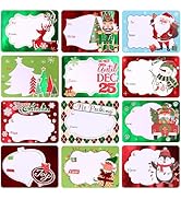 HOIIOH 96 Self-Adhesive Foil Christmas Gift Tag Stickers – 12 Jumbo Holiday Designs to from Label...