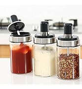 TENTA Kitchen 3 High Borosilicate Glass Spice Jars Seasonning Box Jar Condiment Jar, Combination ...