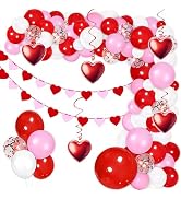 93PCS Valentines Day Balloon Garland Arch Kit Decorations - Valentine's Heart Hanging Swirls & Ba...