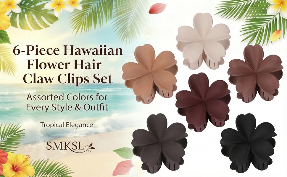 SMKSL 6 Pcs Flower Hair Claw Clips