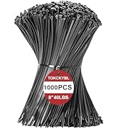 TOKCKYBL 8 Inch Zip Ties (1000 PCS) – Heavy Duty 40lbs Tensile Strength, UV Resistant Black Cable...