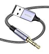 MOSWAG USB to 3.5mm TRS Audio Jack Adapter, USB Male to 3.5mm AUX Stereo Audio Cable, Nylon Braid...