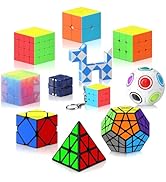 Vdealen 11 Pack Speed Cube Set Puzzle Cube Bundle Fidget Ball 2x2 3x3 4x4 Pyramid Dodecahedron Sk...