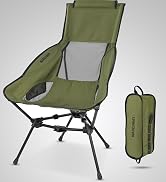 MARCHWAY Lightweight Folding High Back Camping Chair with Head Support, Stable Portable Compact f...