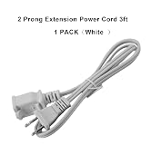 2 Prong Extension Cord 3FT, 2-Prong Male-Female Power Cable for NEMA 1-15P to NEMA 1-15R Cable Po...