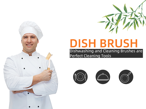 2 Pack Songtast Kitchen dish Brush with Wooden Handle