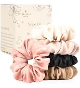 YANIBEST 5 Count Satin Silk Scrunchies for Women - Shimmer Satin Hair Ties, No Damage Cute Scrunc...