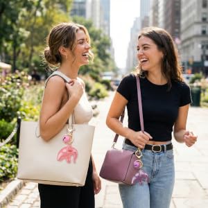 Matching pink and purple elephant bag charms for best friends.