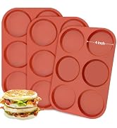 Ocmoiy 4 Inch Silicone Egg Mold for Breakfast Sandwiches, 3 Pack Non-Stick Silicone Jumbo Muffin ...