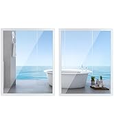 CRUGLA 16x20 White Wall Mirrors Set of 2, Rectangular Glass Hanging Mirror for Bathroom, Living R...