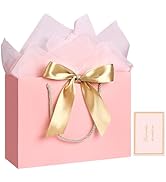 JMANNI Gift Bags, 1PCS Gift Bags Large with Ribbon and 1 Greeting Cards 2 Tissue Paper, Portable ...